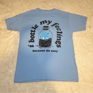 I Bottle My Feelings Baby Blue Graphic T-shirt Size Medium